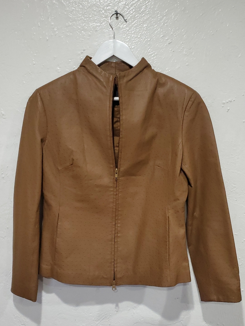 Vintage Express Genuine Leather Jacket With Ostrich Or Croc Look